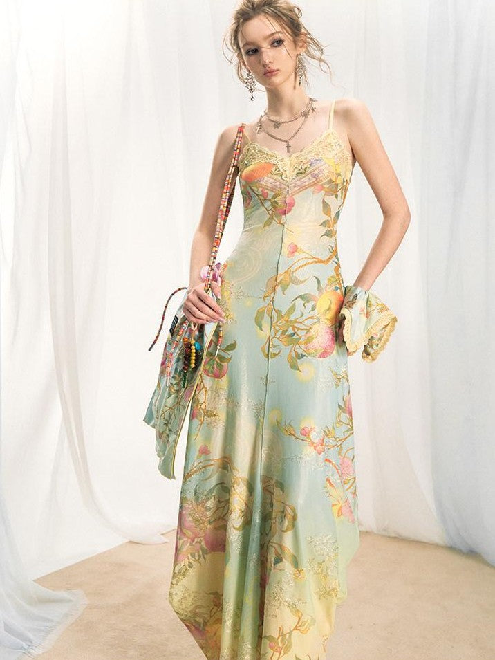 OfAkiva Gold Embroidery Print Colorblock Women&