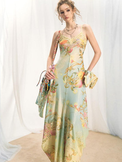 OfAkiva Gold Embroidery Print Colorblock Women&
