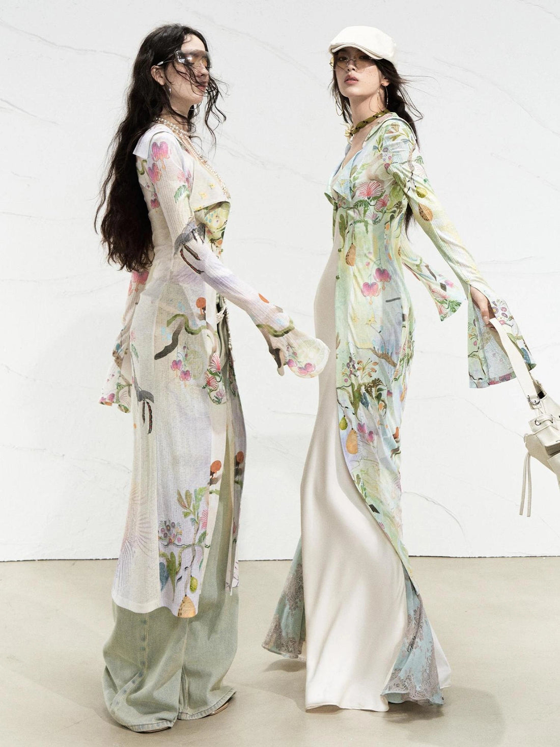 OfAkiva Golden Jade Osmanthus Fantasy Knit V-neck T-shirt Long-Sleeve