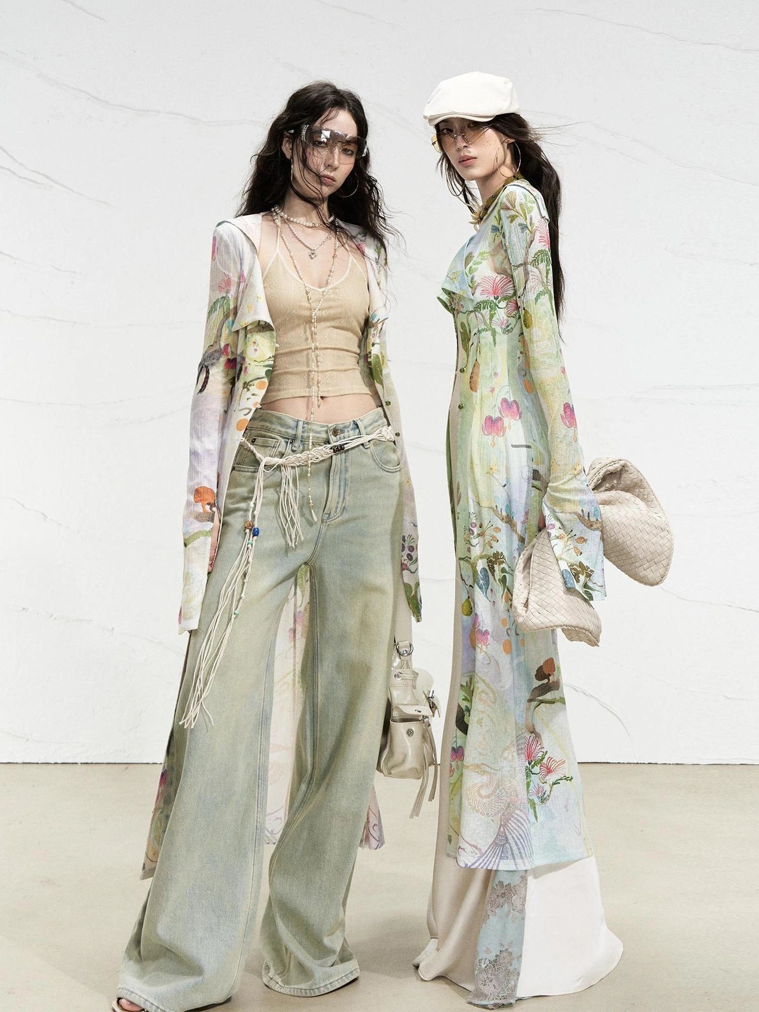 OfAkiva Golden Jade Osmanthus Fantasy Knit V-neck T-shirt Long-Sleeve