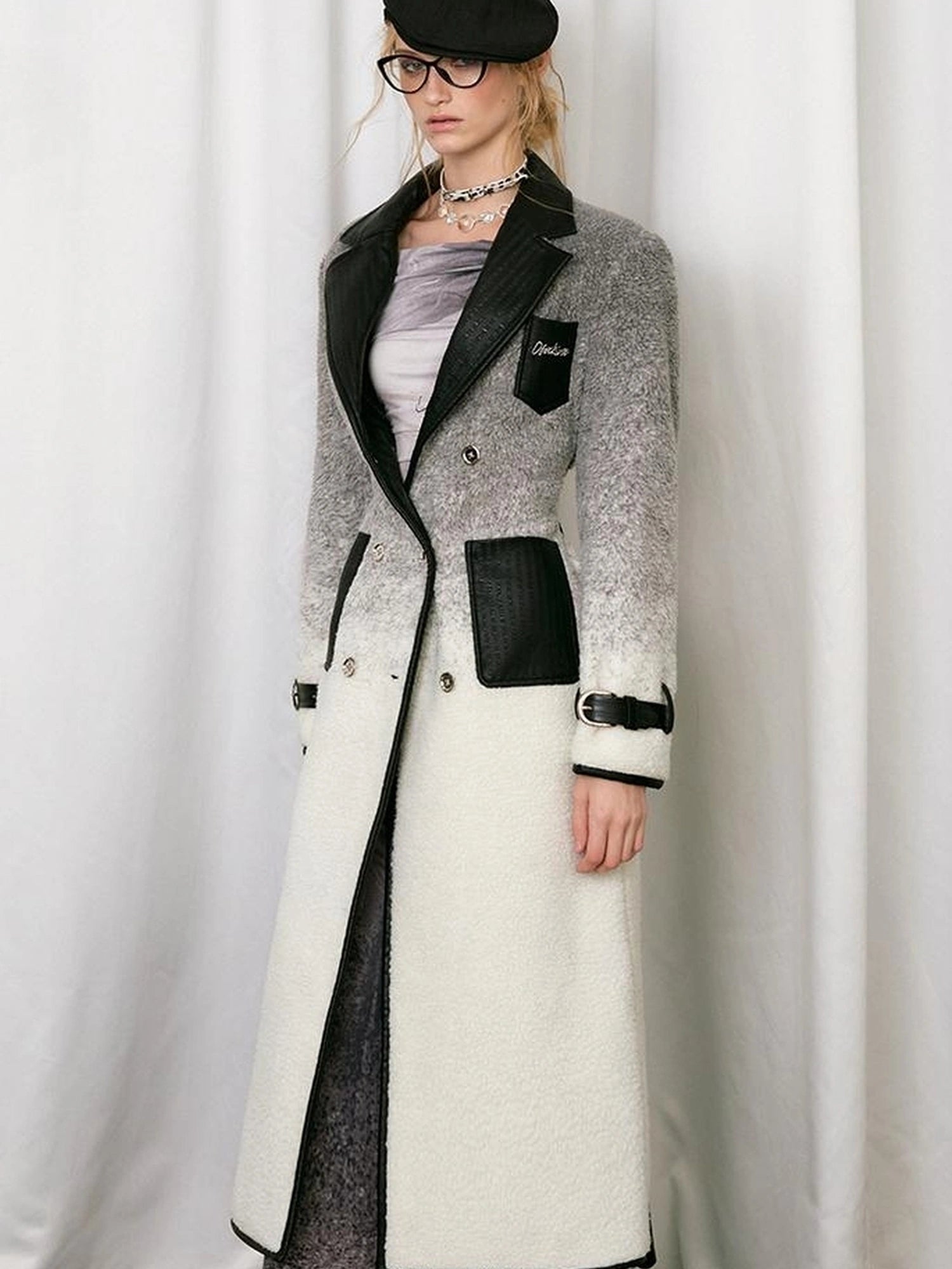 OfAkiva Gradient Quilted Wool Coat