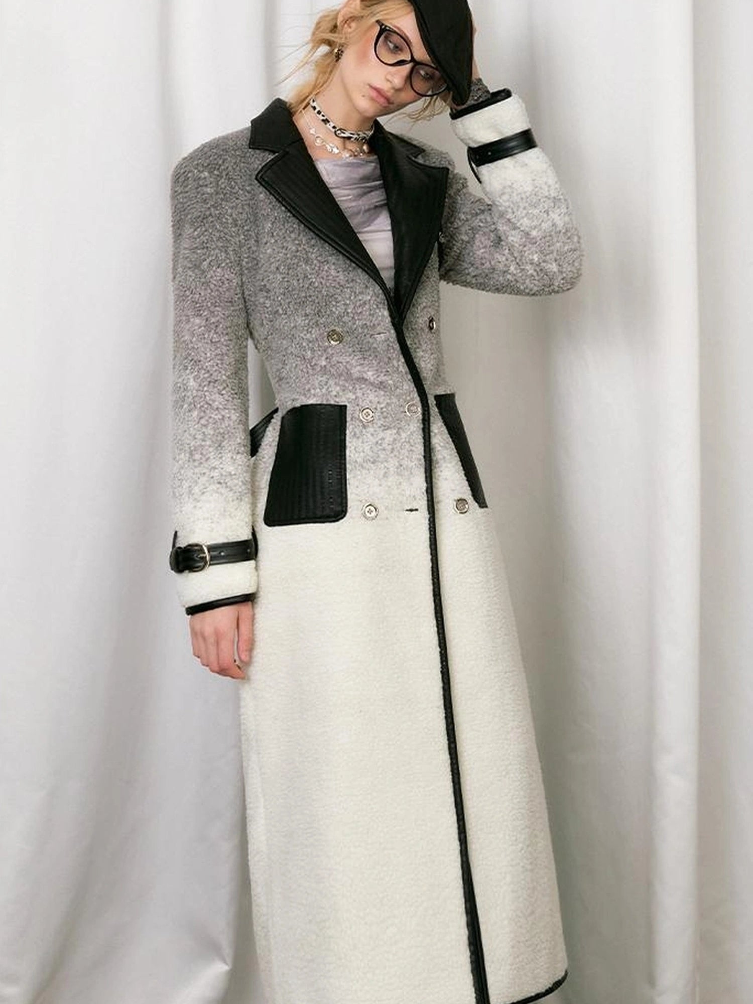 OfAkiva Gradient Quilted Wool Coat
