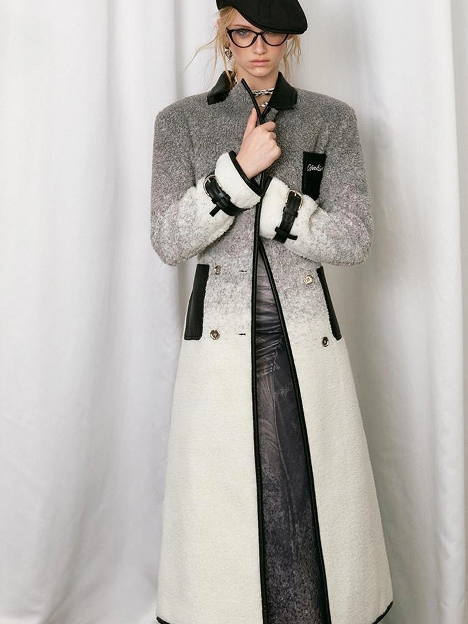 OfAkiva Gradient Quilted Wool Coat