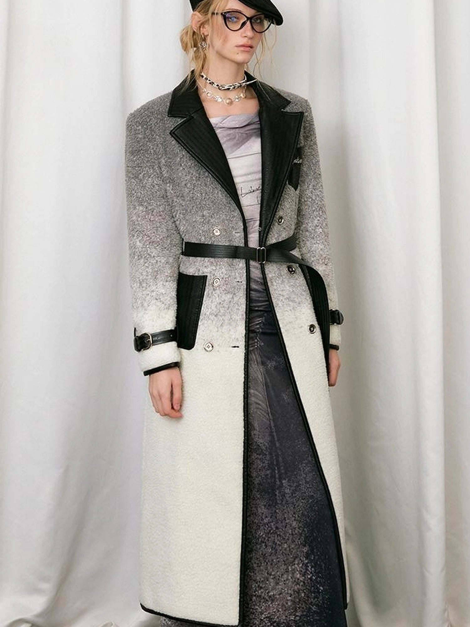 OfAkiva Gradient Quilted Wool Coat