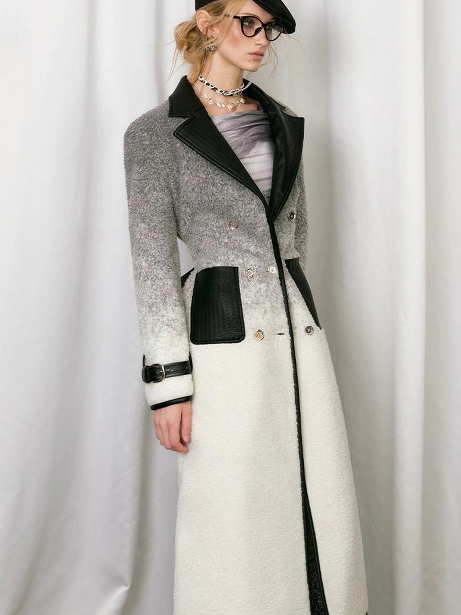OfAkiva Gradient Quilted Wool Coat
