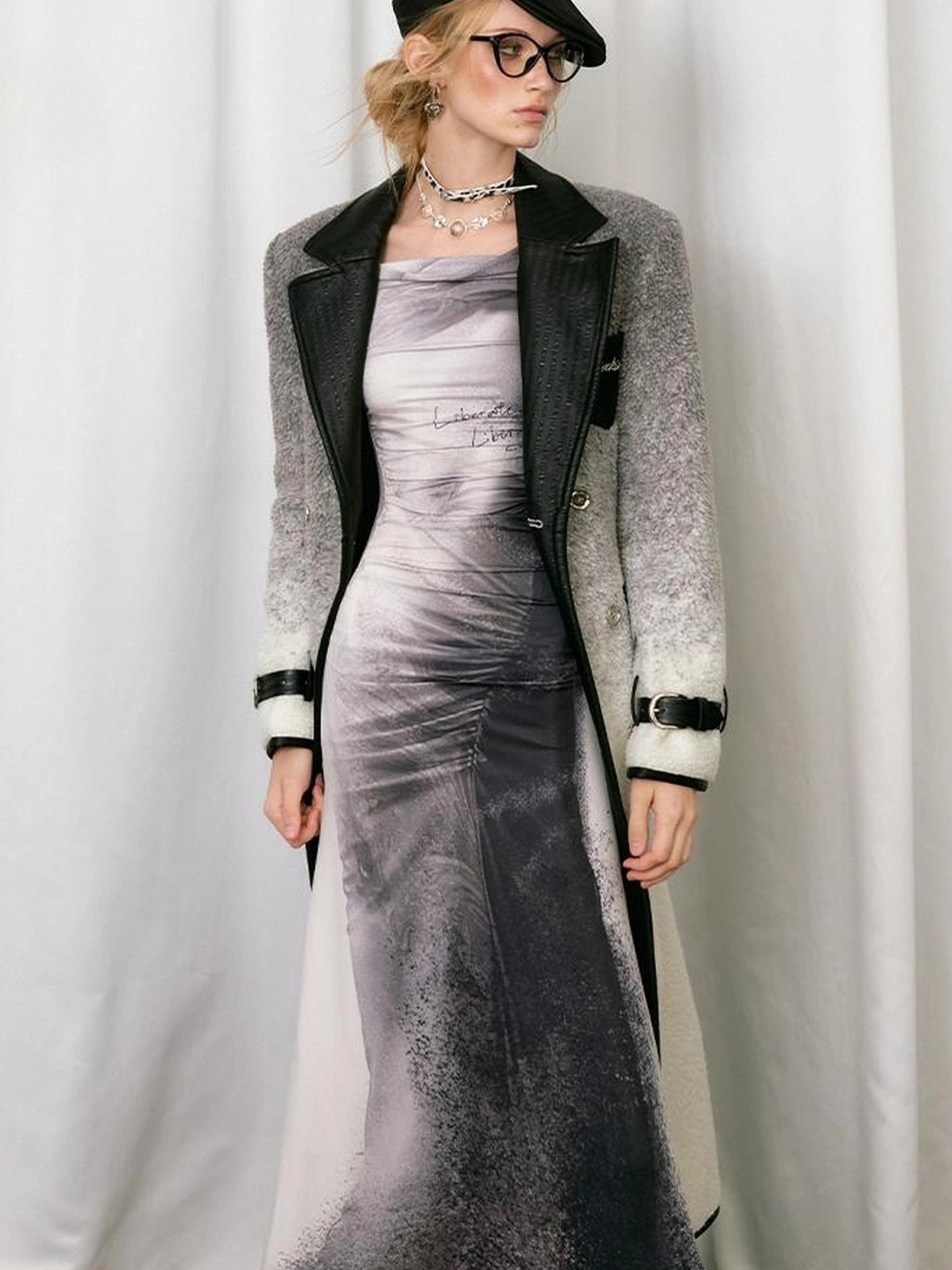 OfAkiva Gradient Quilted Wool Coat