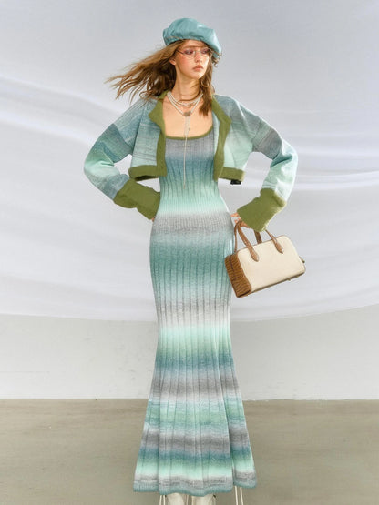 OfAkiva Graduated Strap Dress Set With Baikal Blue