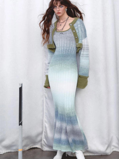 OfAkiva Graduated Strap Dress Set With Baikal Blue