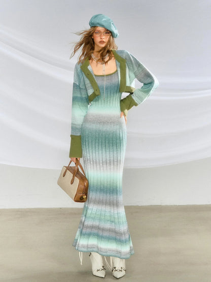 OfAkiva Graduated Strap Dress Set With Baikal Blue