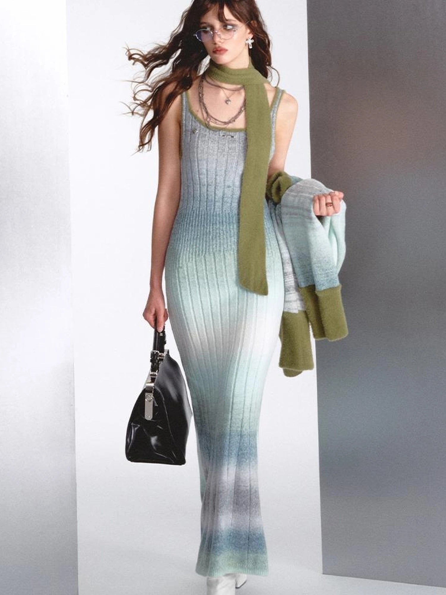 OfAkiva Graduated Strap Dress Set With Baikal Blue