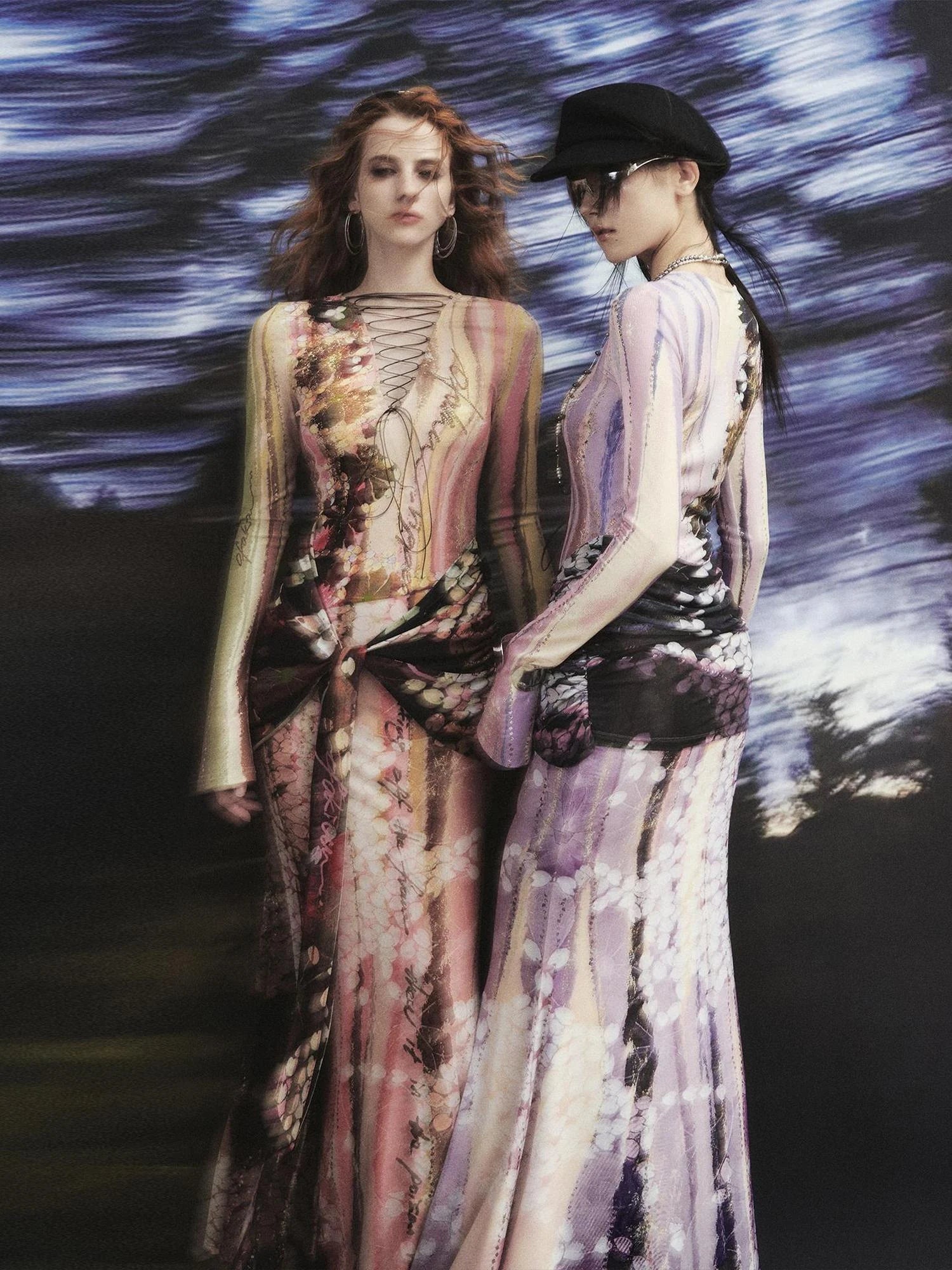 OfAkiva Hand Painted Floral Wrap Midi Dress