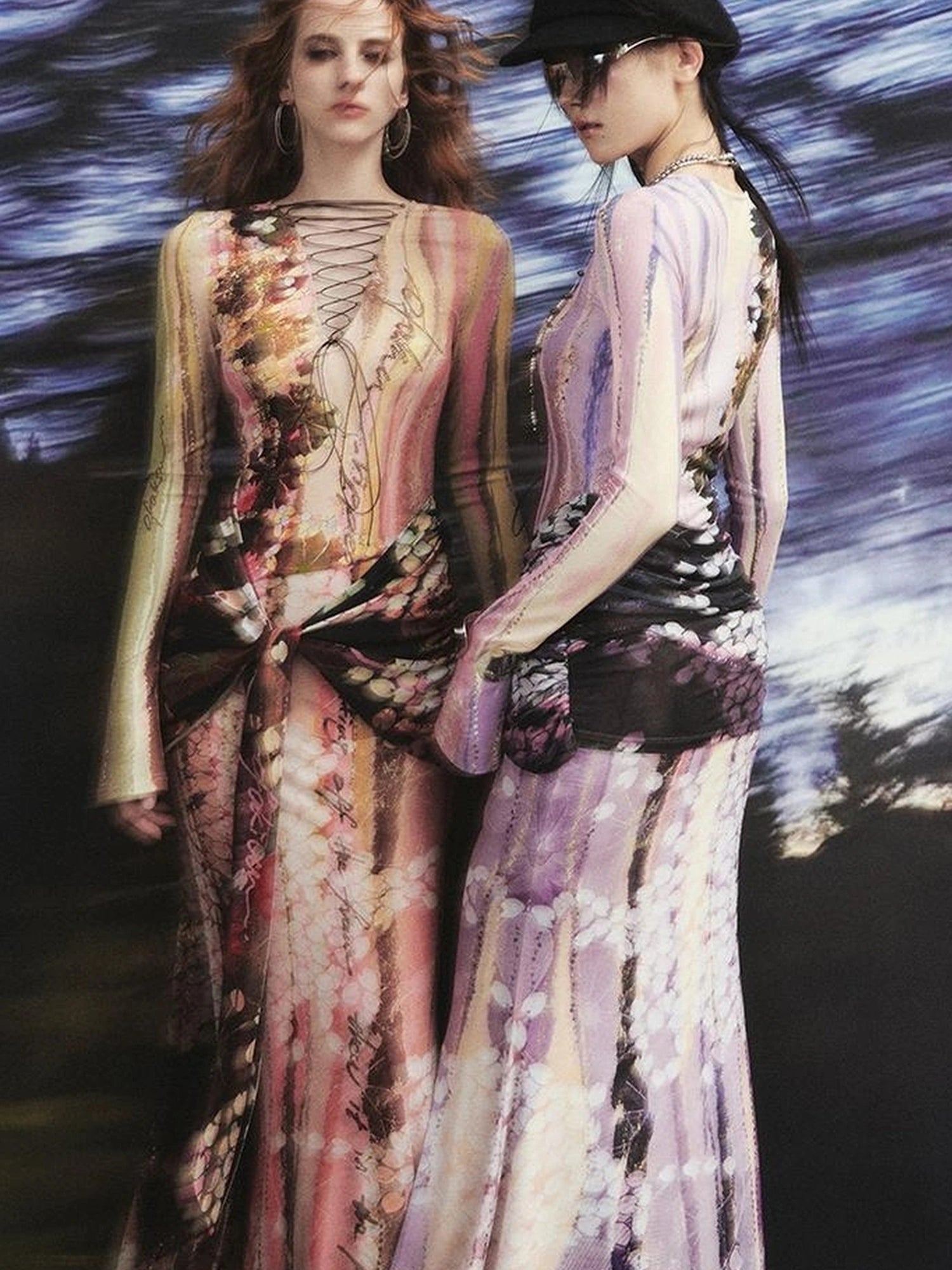 OfAkiva Hand Painted Floral Wrap Midi Dress