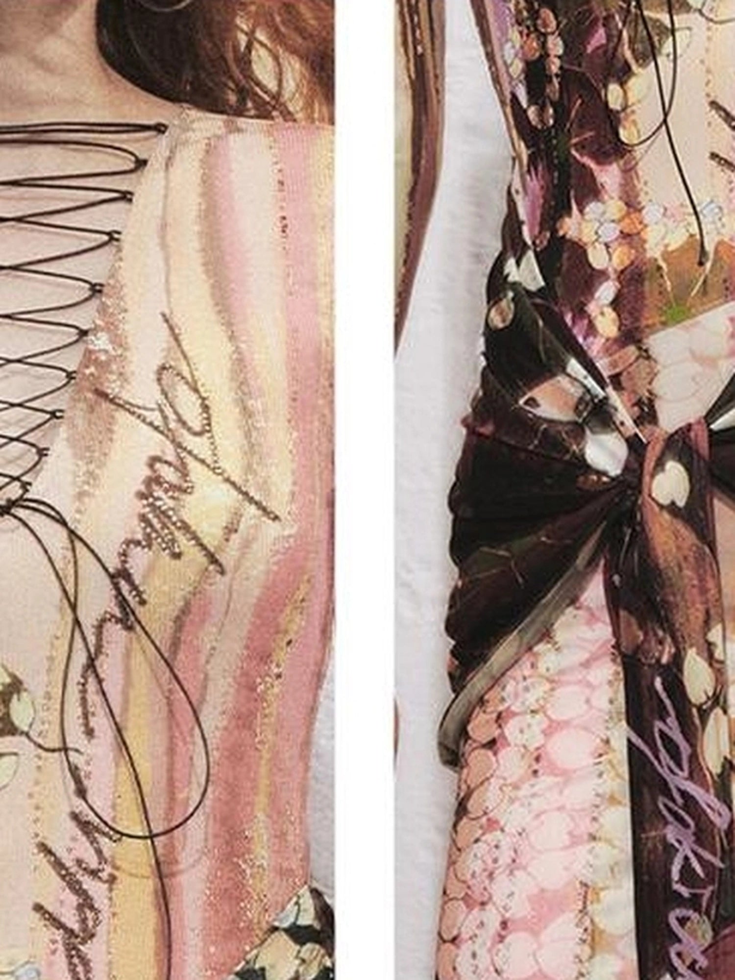 OfAkiva Hand Painted Floral Wrap Midi Dress