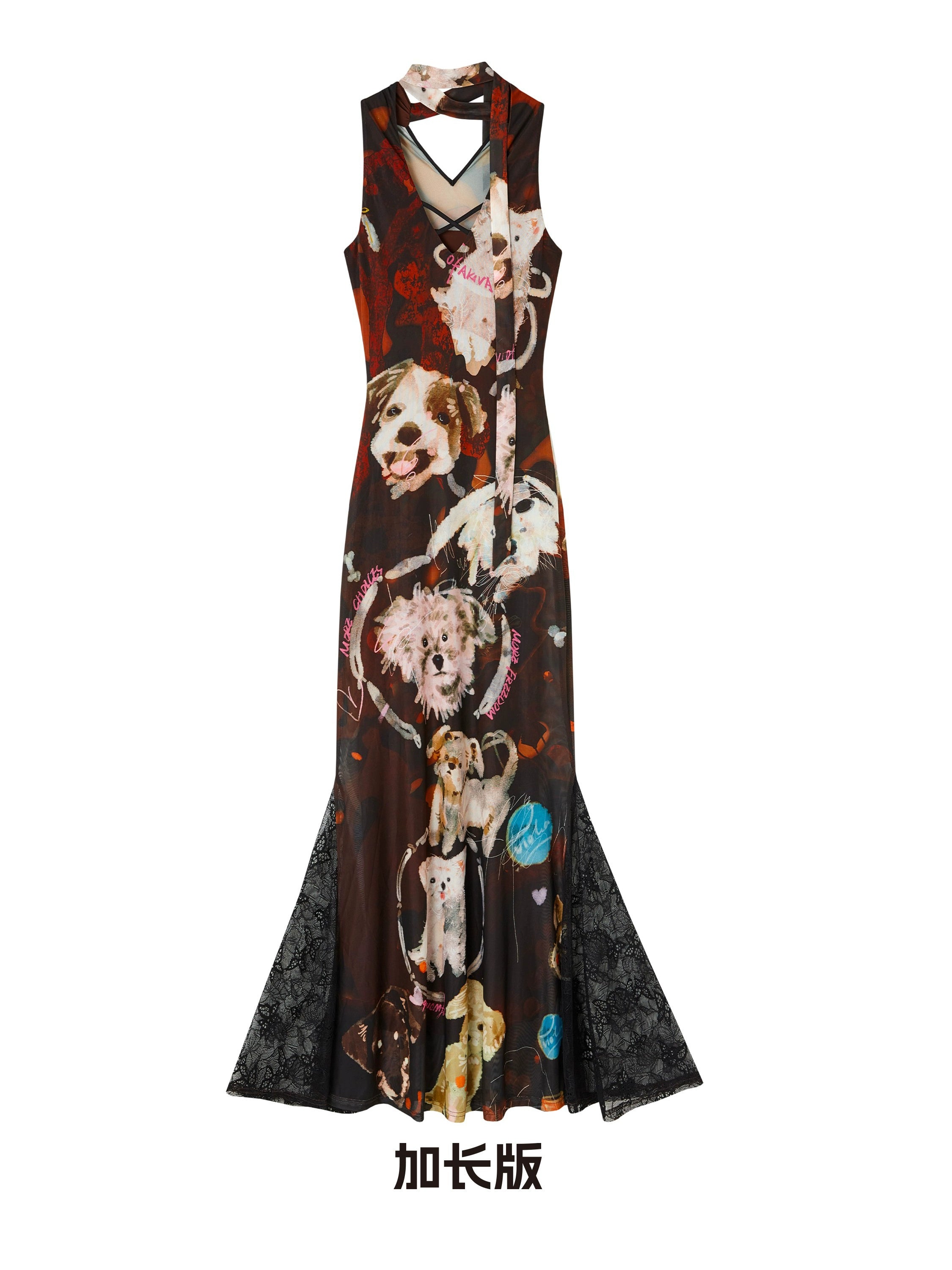 OfAkiva_Hand_Painted_Puppy_Love_Portrait_V-neck_T-shirt_Long_Sleeve_Dress_MISSTT