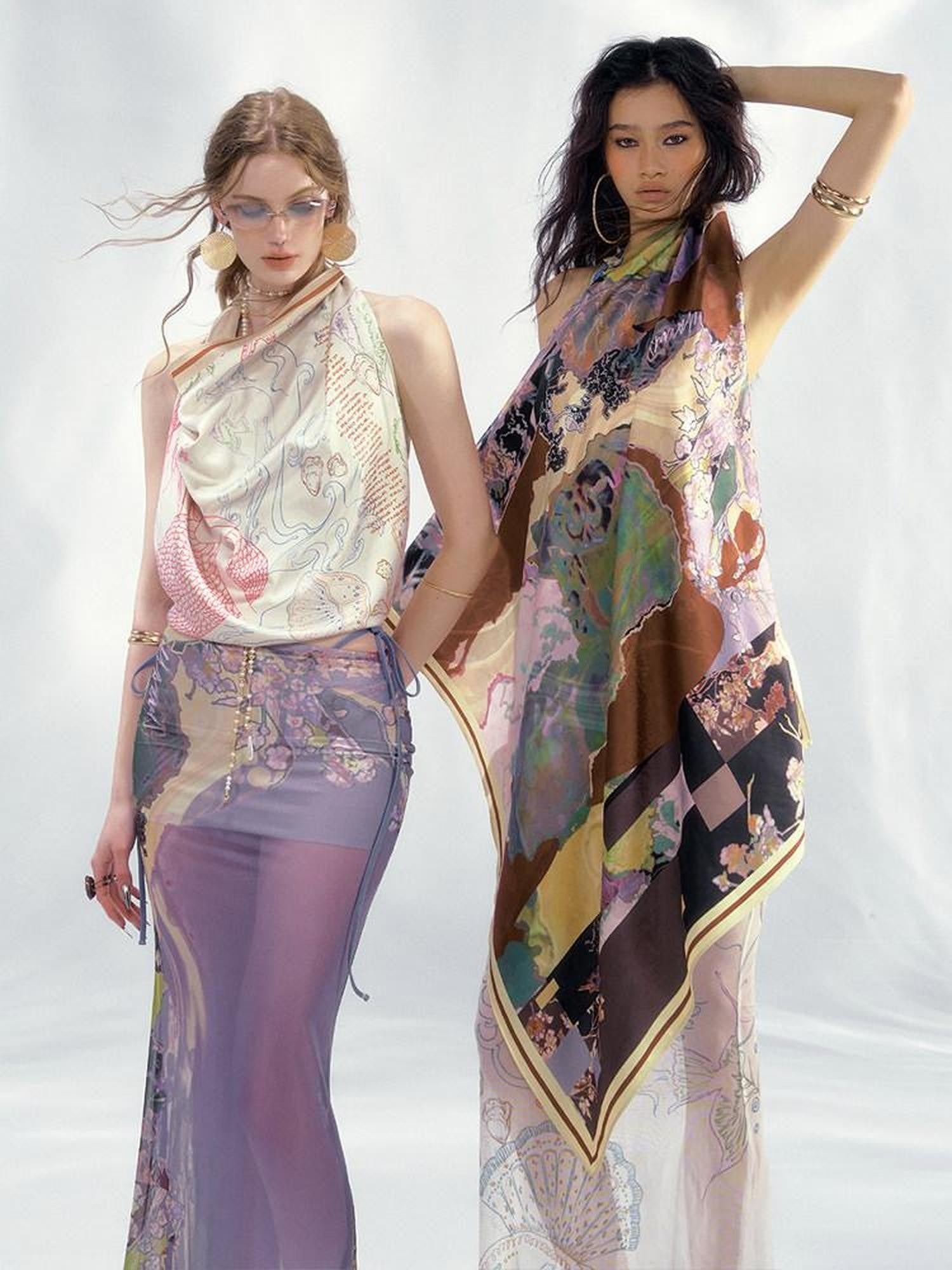 OfAkiva Hand Painted Vintage Print Women&