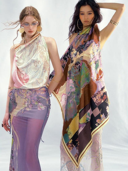 OfAkiva Hand Painted Vintage Print Women&