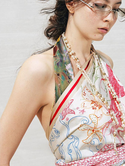 OfAkiva Hand Painted Vintage Print Women&