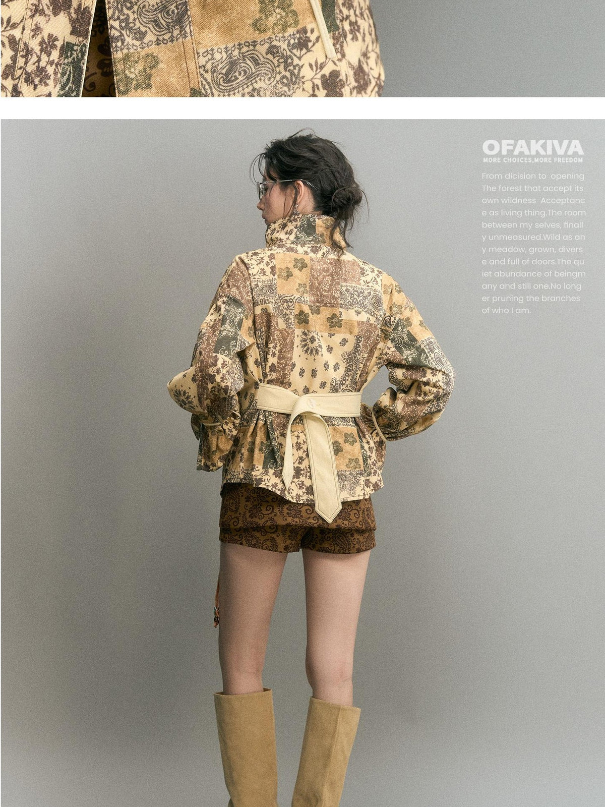 OfAkiva Handmade Embroidered Lace Up Stand Collar New Chinese Style Women&