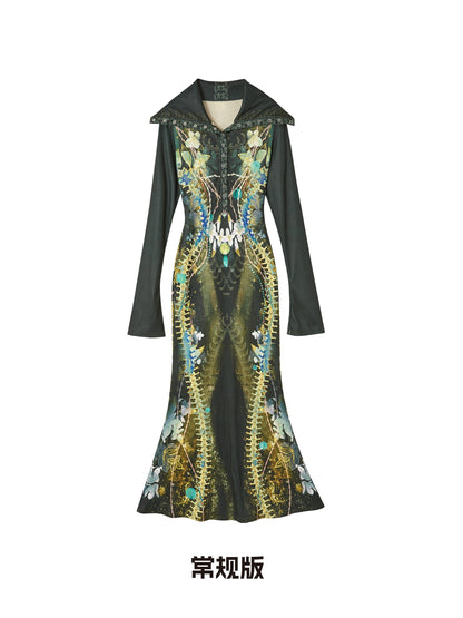 OfAkiva_High_Waist_Printed_Long_Sleeve_High_Neck_Mermaid_Hem_Women_Maxi_Dresses_MISSTT