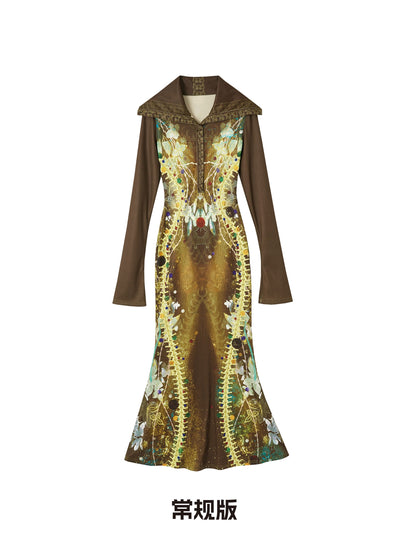 OfAkiva_High_Waist_Printed_Long_Sleeve_High_Neck_Mermaid_Hem_Women_Maxi_Dresses_MISSTT