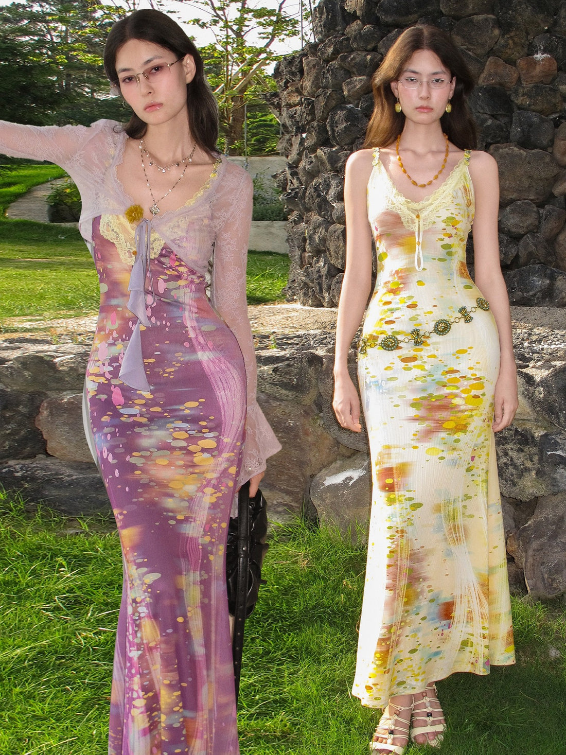 OfAkiva Impression Print Lace Splice Women&