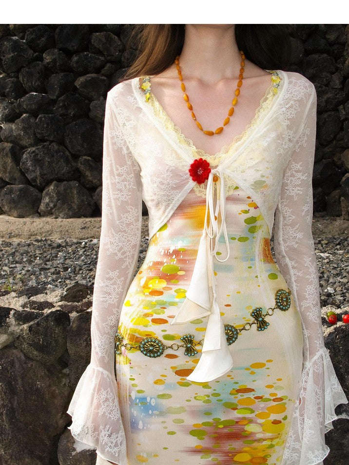 OfAkiva Impression Print Lace Splice Women&