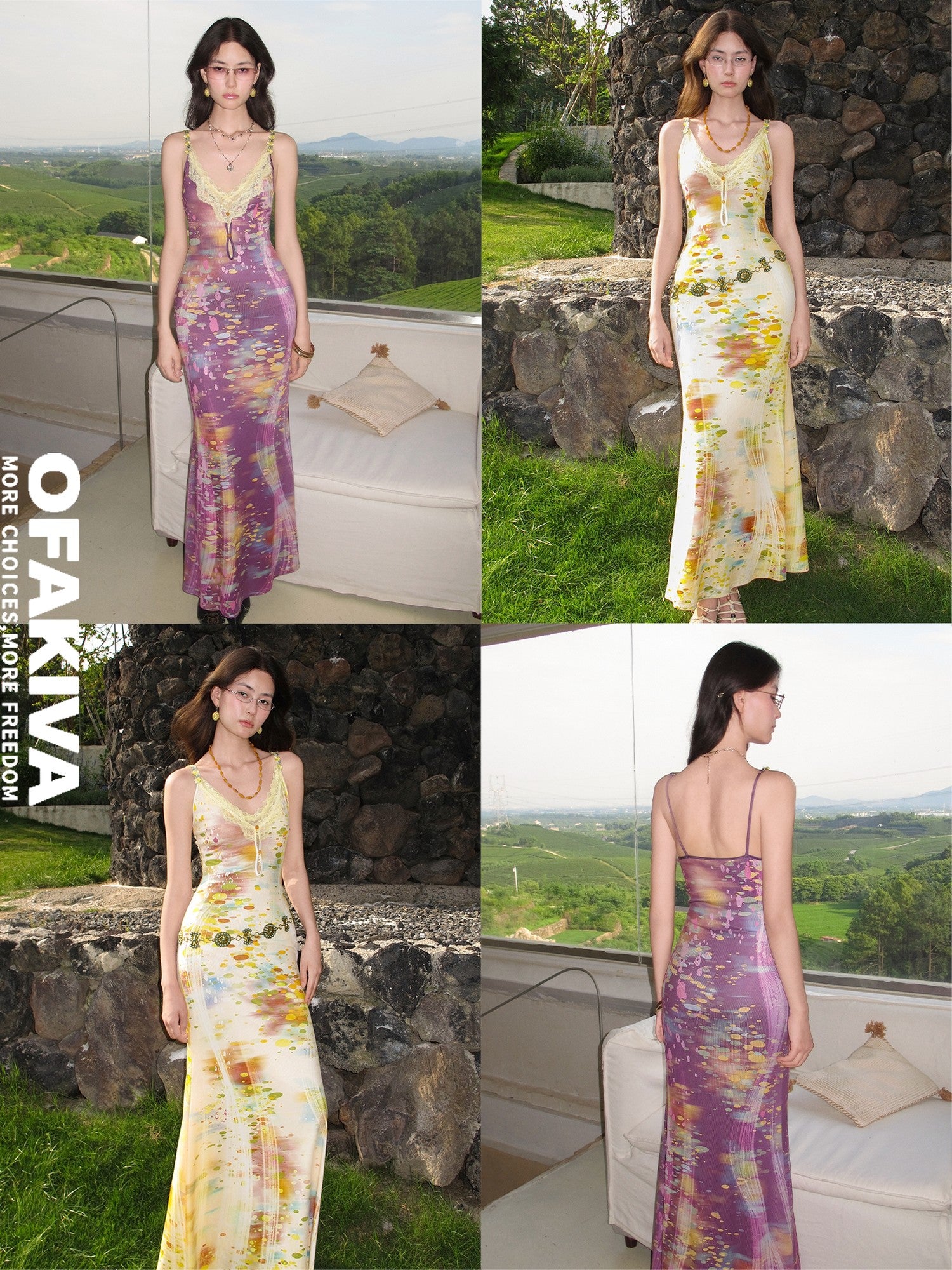 OfAkiva Impression Print Lace Splice Women&