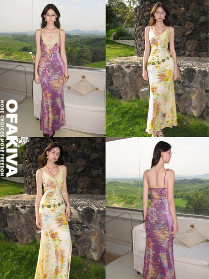 OfAkiva Impression Print Lace Splice Women&