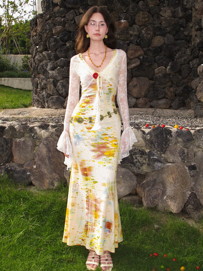 OfAkiva Impression Print Lace Splice Women&