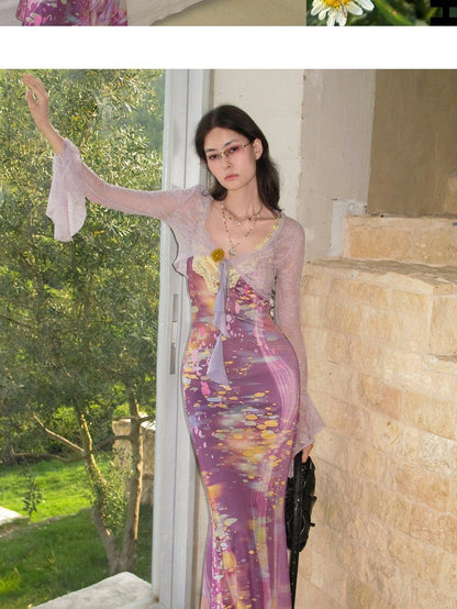 OfAkiva Impression Print Lace Splice Women&