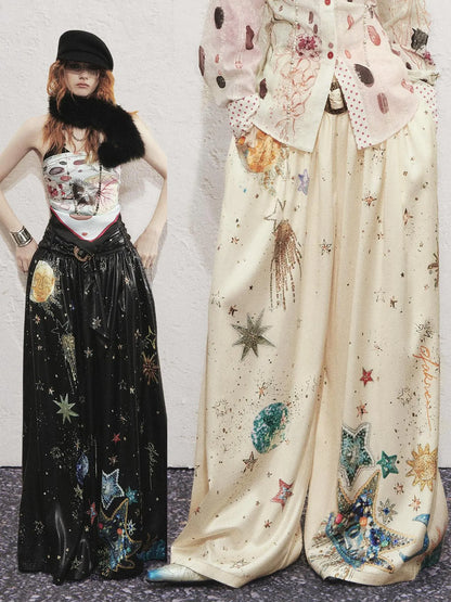 OfAkiva Kaleidoscope Starry Night Relaxed Pleated Trousers