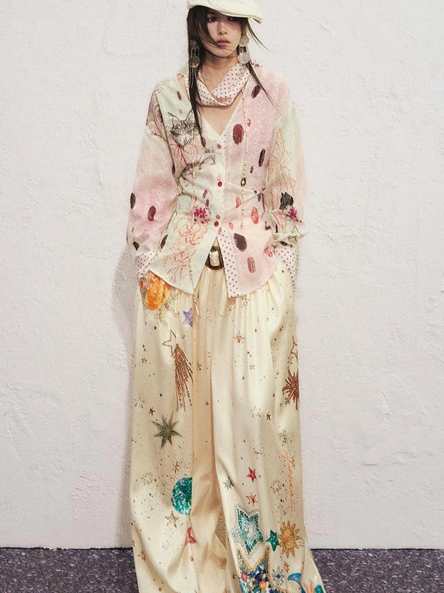 OfAkiva Kaleidoscope Starry Night Relaxed Pleated Trousers