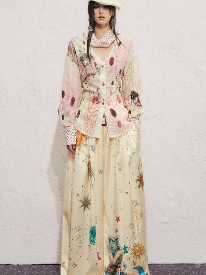 OfAkiva Kaleidoscope Starry Night Relaxed Pleated Trousers