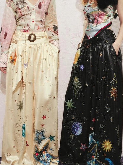 OfAkiva Kaleidoscope Starry Night Relaxed Pleated Trousers