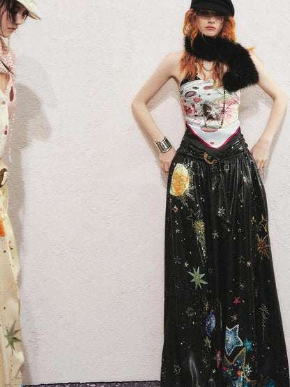 OfAkiva Kaleidoscope Starry Night Relaxed Pleated Trousers