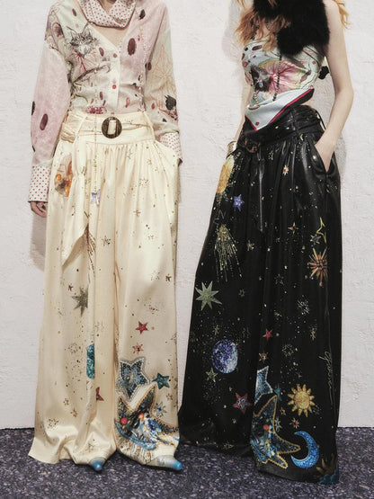 OfAkiva Kaleidoscope Starry Night Relaxed Pleated Trousers