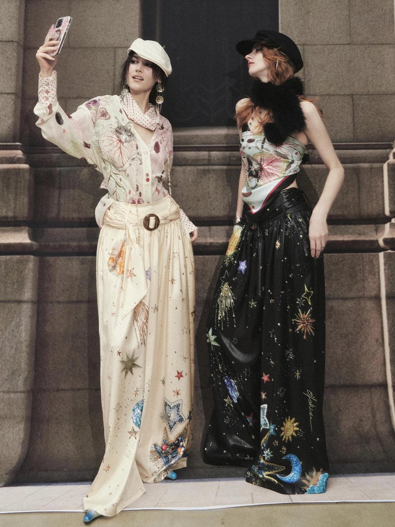 OfAkiva Kaleidoscope Starry Night Relaxed Pleated Trousers