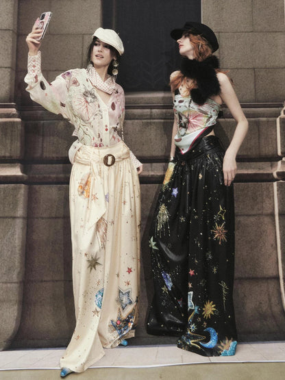 OfAkiva Kaleidoscope Starry Night Relaxed Pleated Trousers