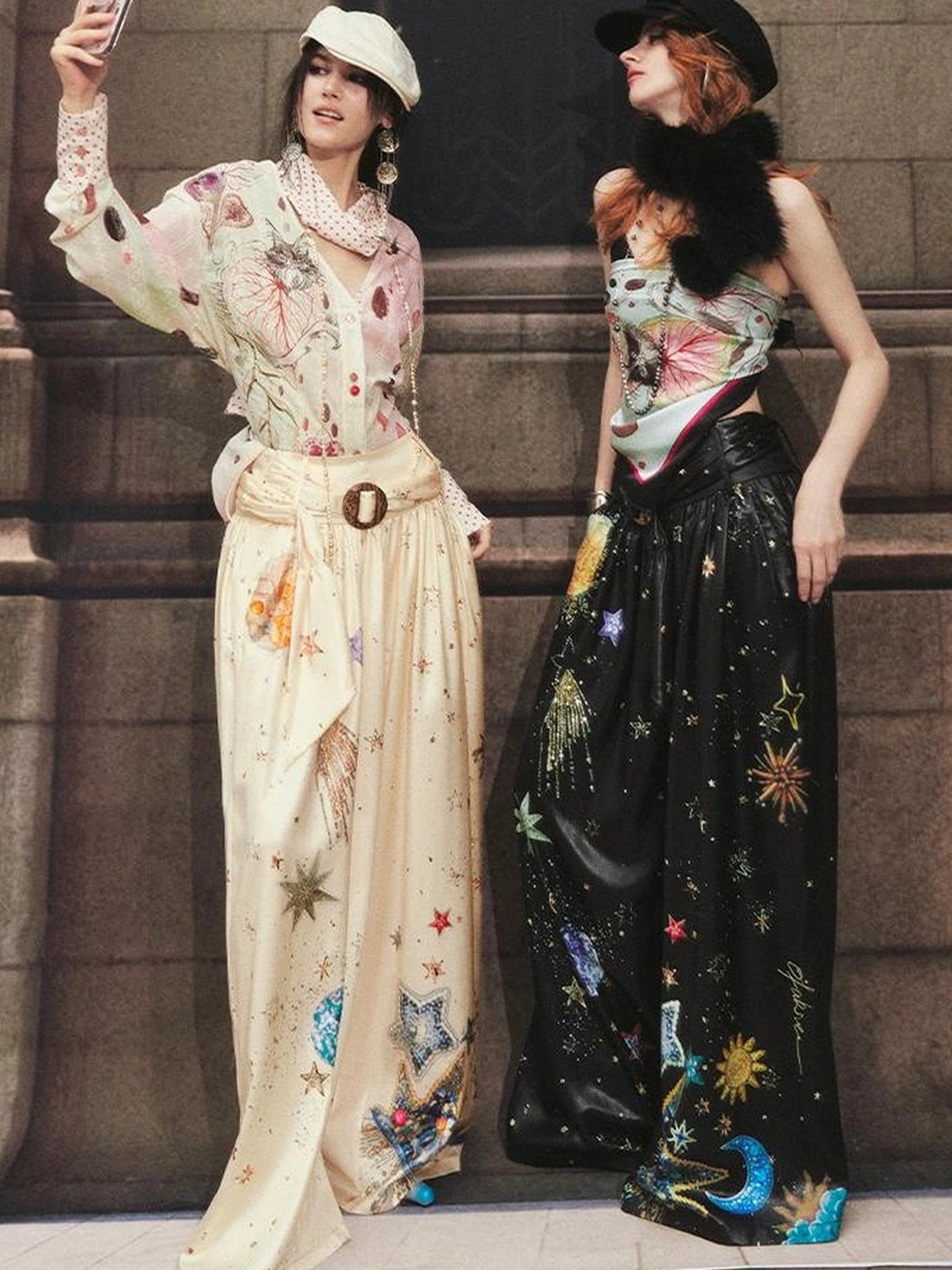 OfAkiva Kaleidoscope Starry Night Relaxed Pleated Trousers