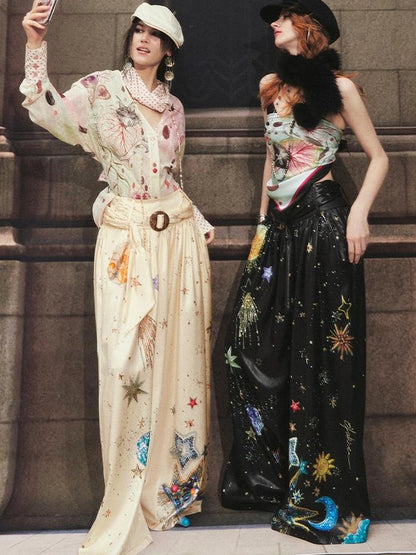 OfAkiva Kaleidoscope Starry Night Relaxed Pleated Trousers