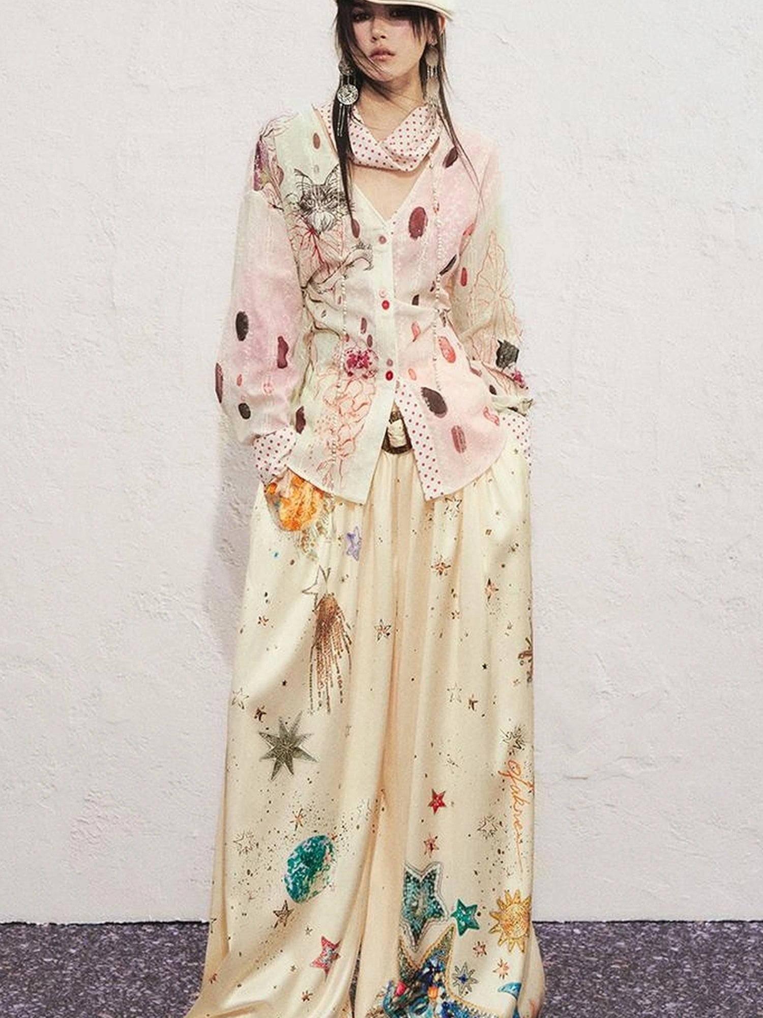 OfAkiva Kaleidoscope Starry Night Relaxed Pleated Trousers