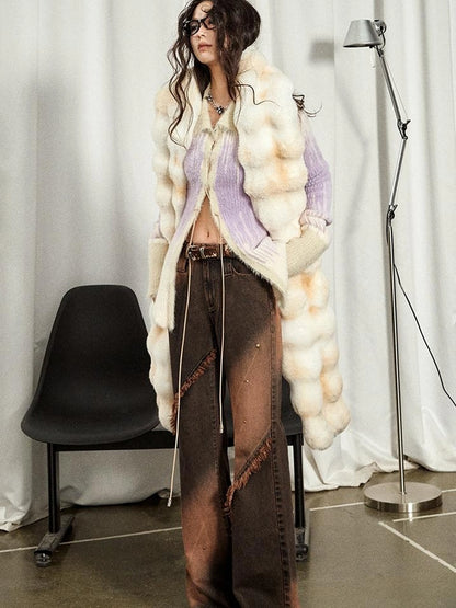 OfAkiva Kronos Brown Meteor Asymmetrical Flare Jeans