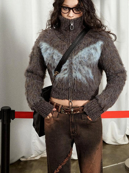 OfAkiva Kronos Brown Meteor Asymmetrical Flare Jeans