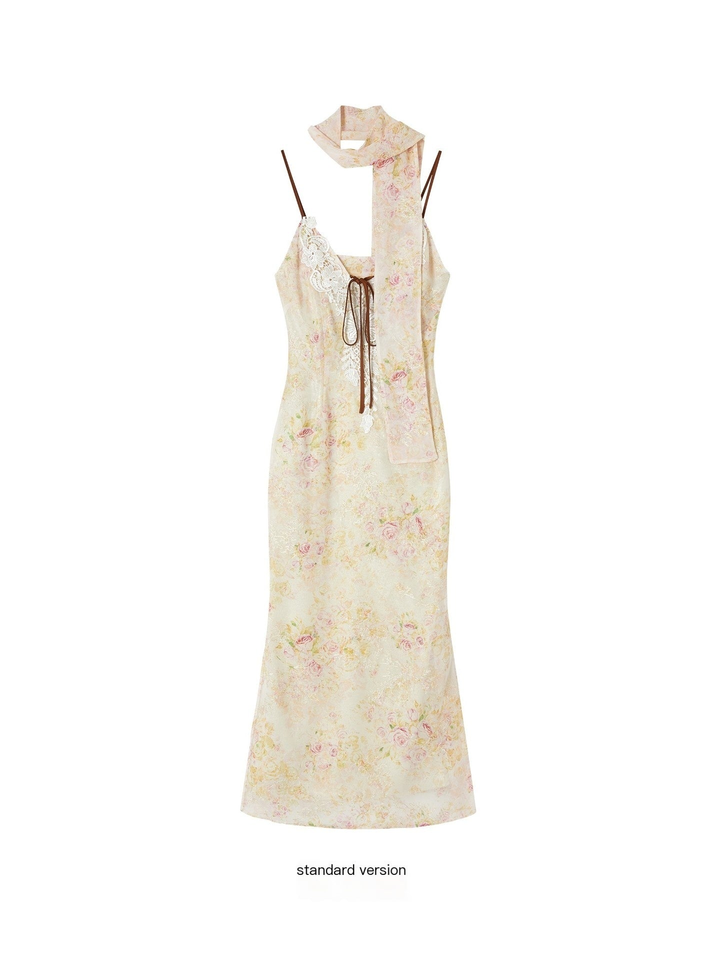 OfAkiva_Lace_Spliced_Floral_V-neck_Cinched_Waist_Women&