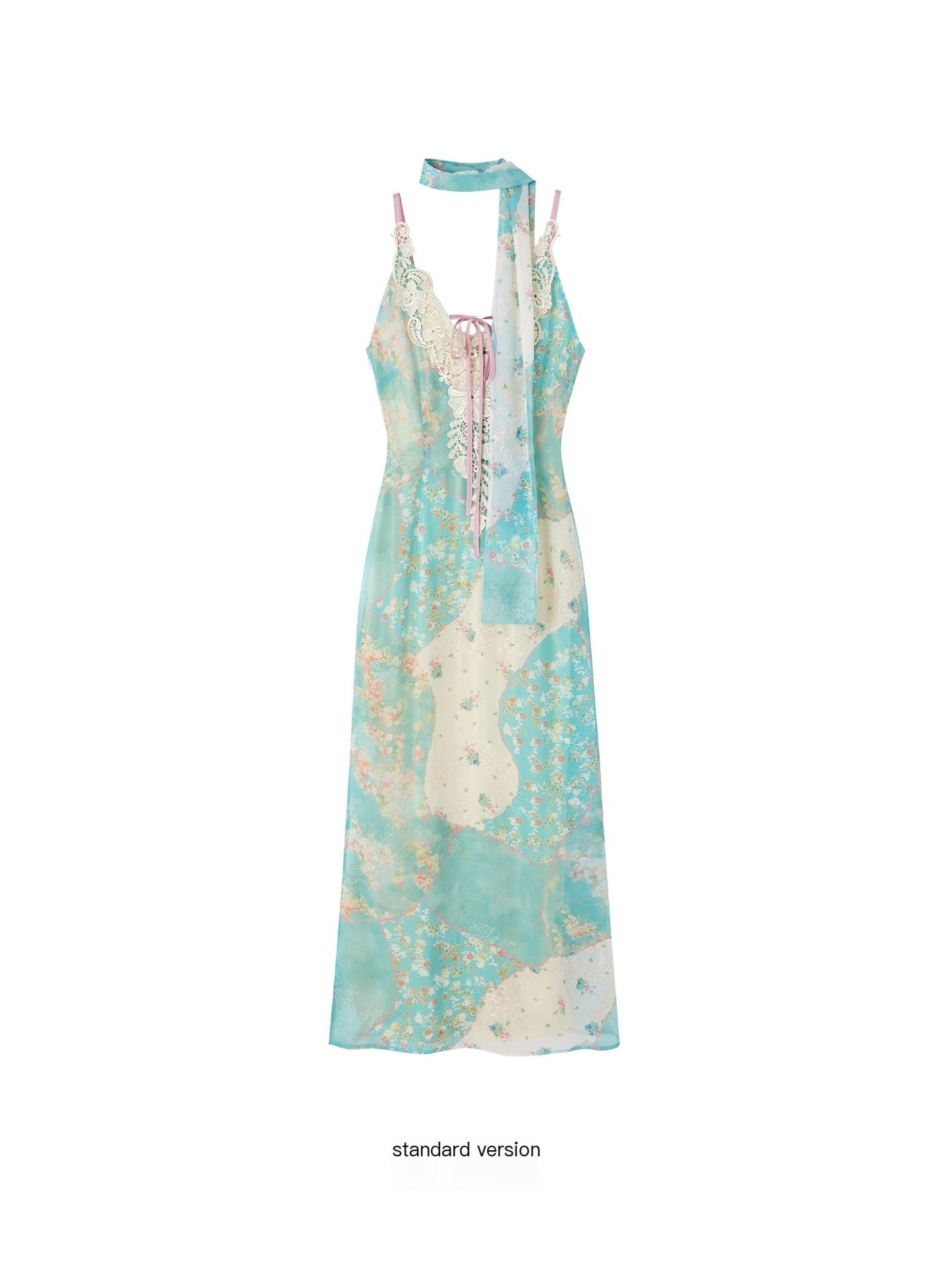 OfAkiva_Lace_Spliced_Floral_V-neck_Cinched_Waist_Women&