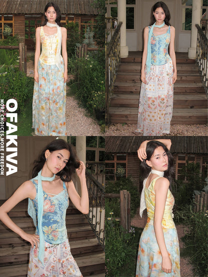 OfAkiva Lace Spliced Printed High Stretch Knit Women&