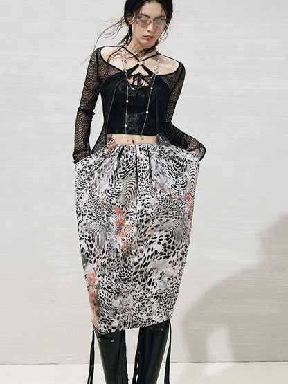 OfAkiva Lace Trimmed Metallic Knit Two Piece Tie Front Set