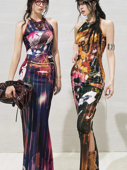 OfAkiva Luna Floral Slit Maxi Dress