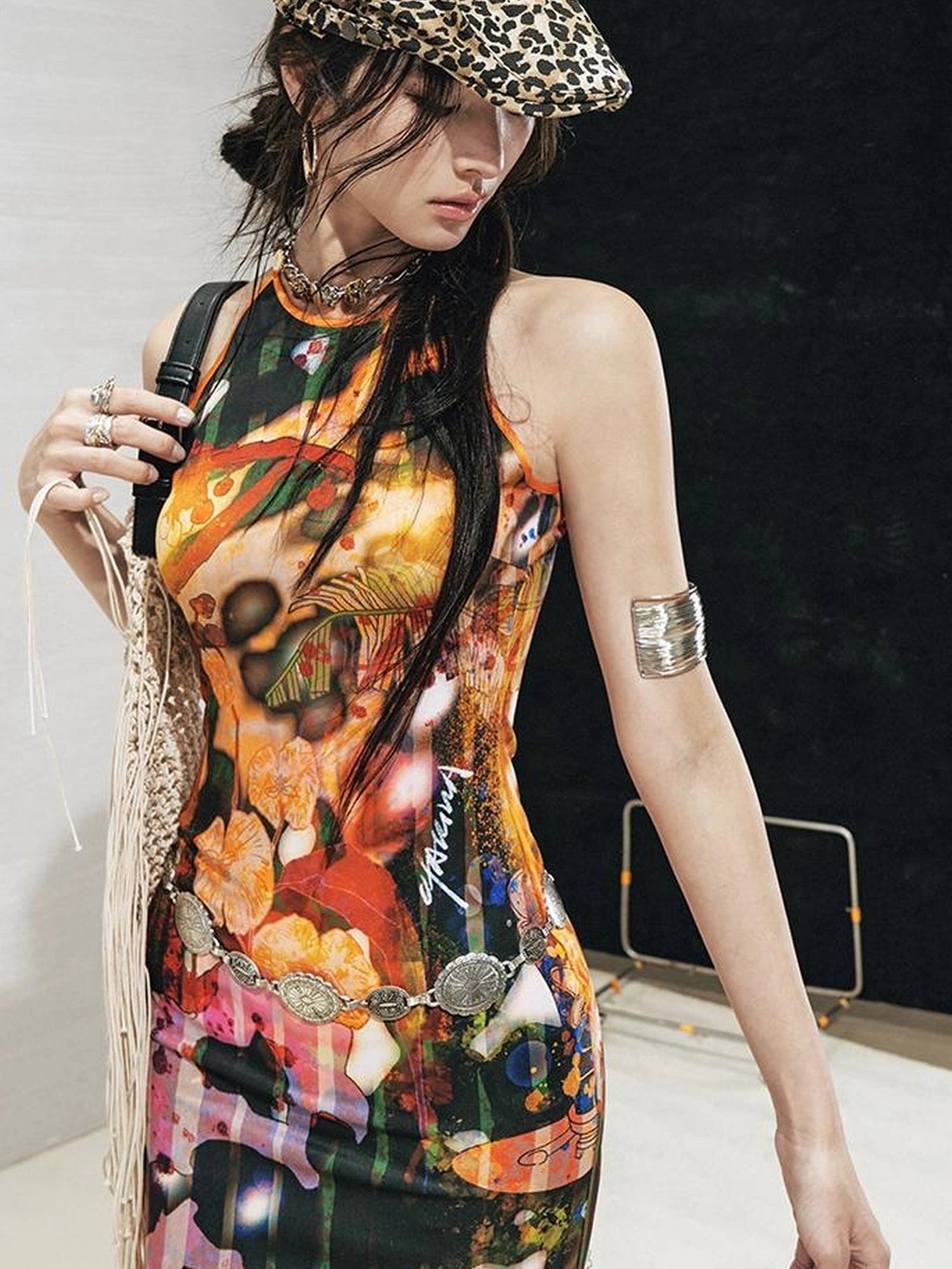 OfAkiva Luna Floral Slit Maxi Dress