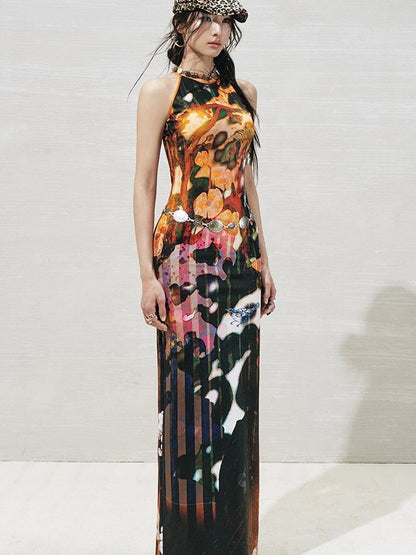 OfAkiva Luna Floral Slit Maxi Dress